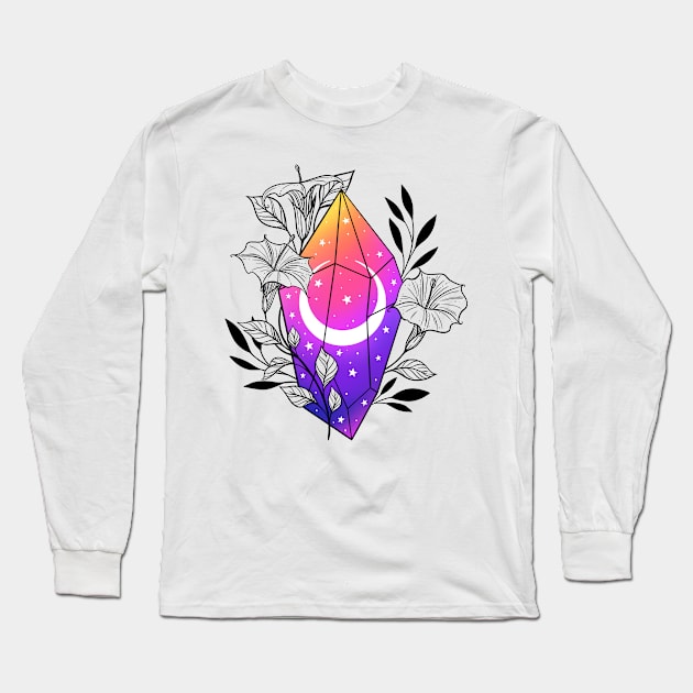 Moonflower crystal Long Sleeve T-Shirt by OccultOmaStore